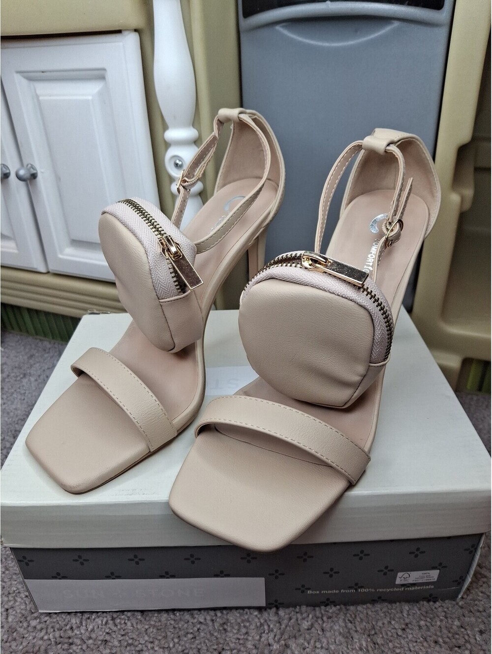 Journee Collection women's Everton Nude Ankle Strap Stiletto Sandals 9.5